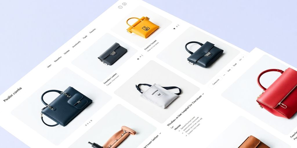 Colorful e-commerce product display with attractive arrangement.